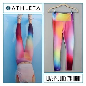 NWOT ATHLETA Size XXS Love Proudly 7/8 Leggings Rainbow Ombre Yoga Pilates
